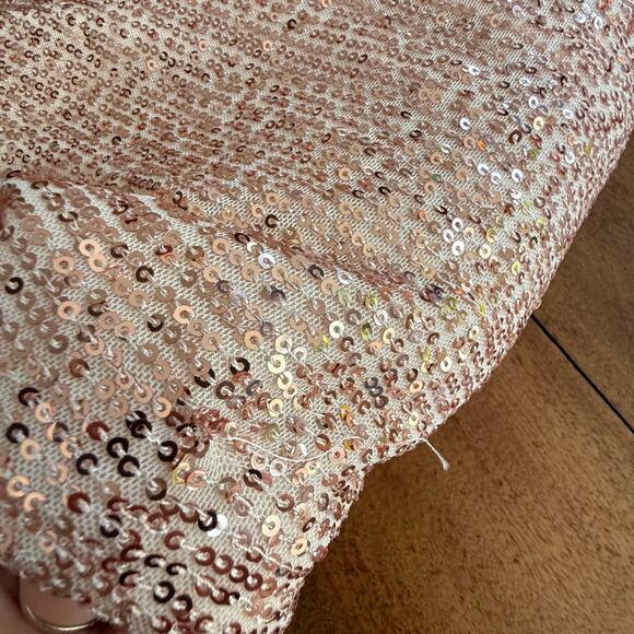 Mare Mare Anthropologie NWT Sequin Longline Duster Cardigan Sequin Rose Gold XS - Picture 14 of 15